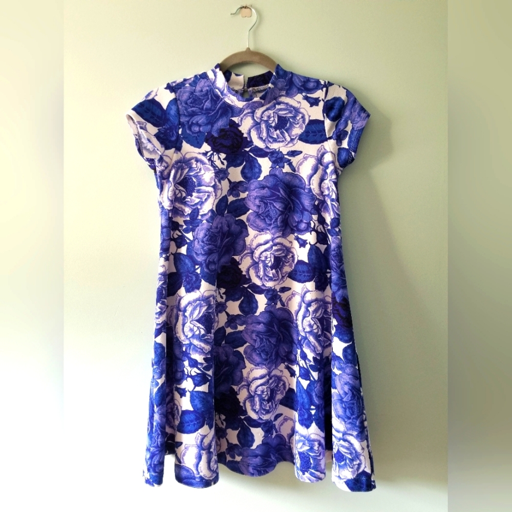 Blue Floral Flowy Dress